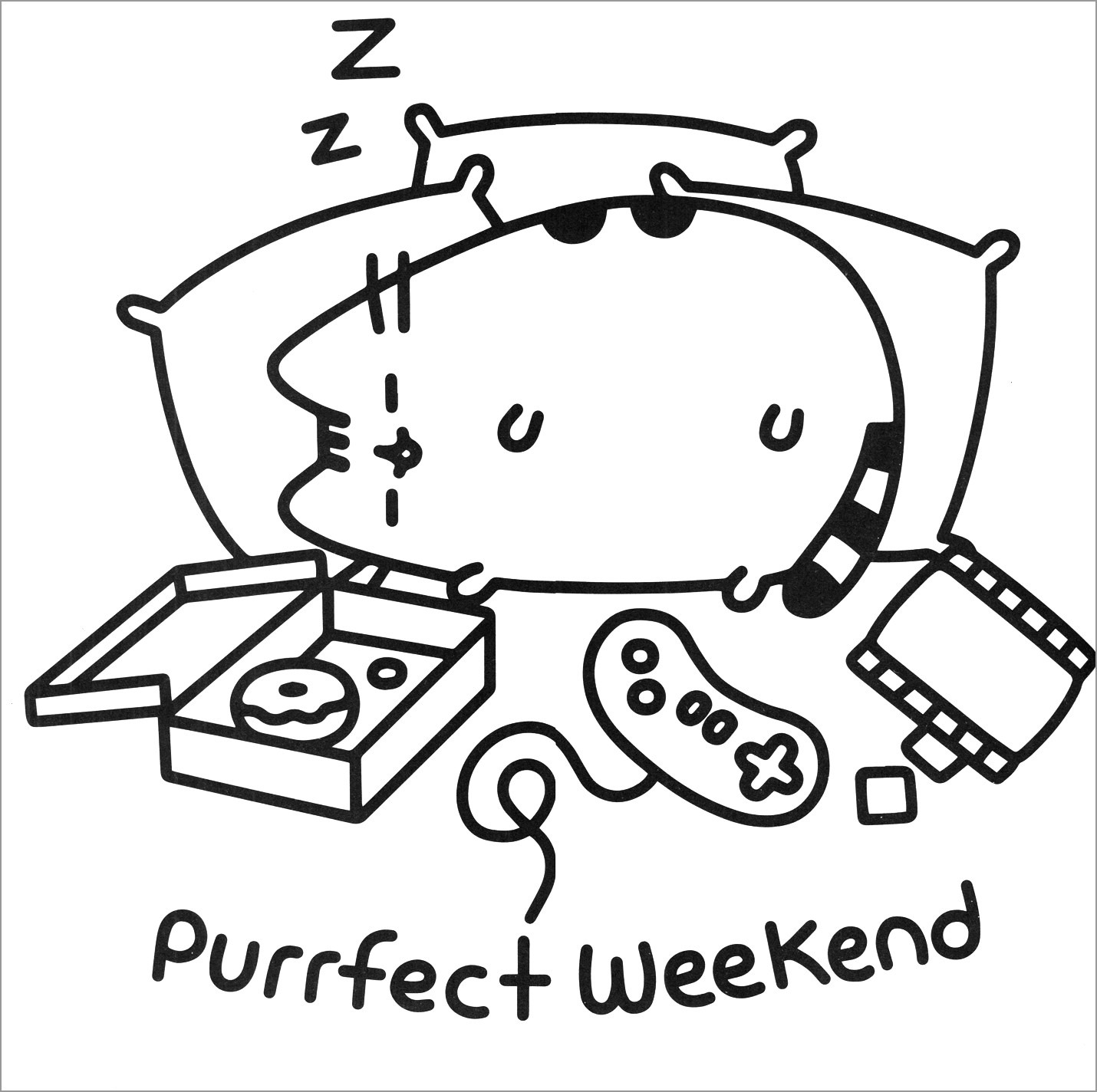 Purrfect Weekend Pusheen Coloring Page