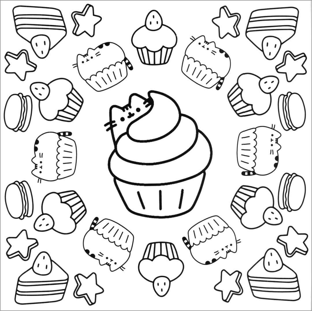 Pusheen Coloring Pages Desserts