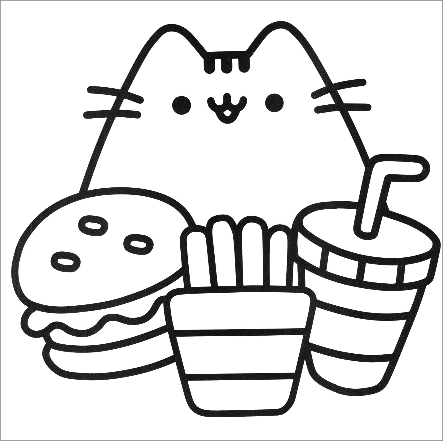 Pusheen Coloring Pages Food