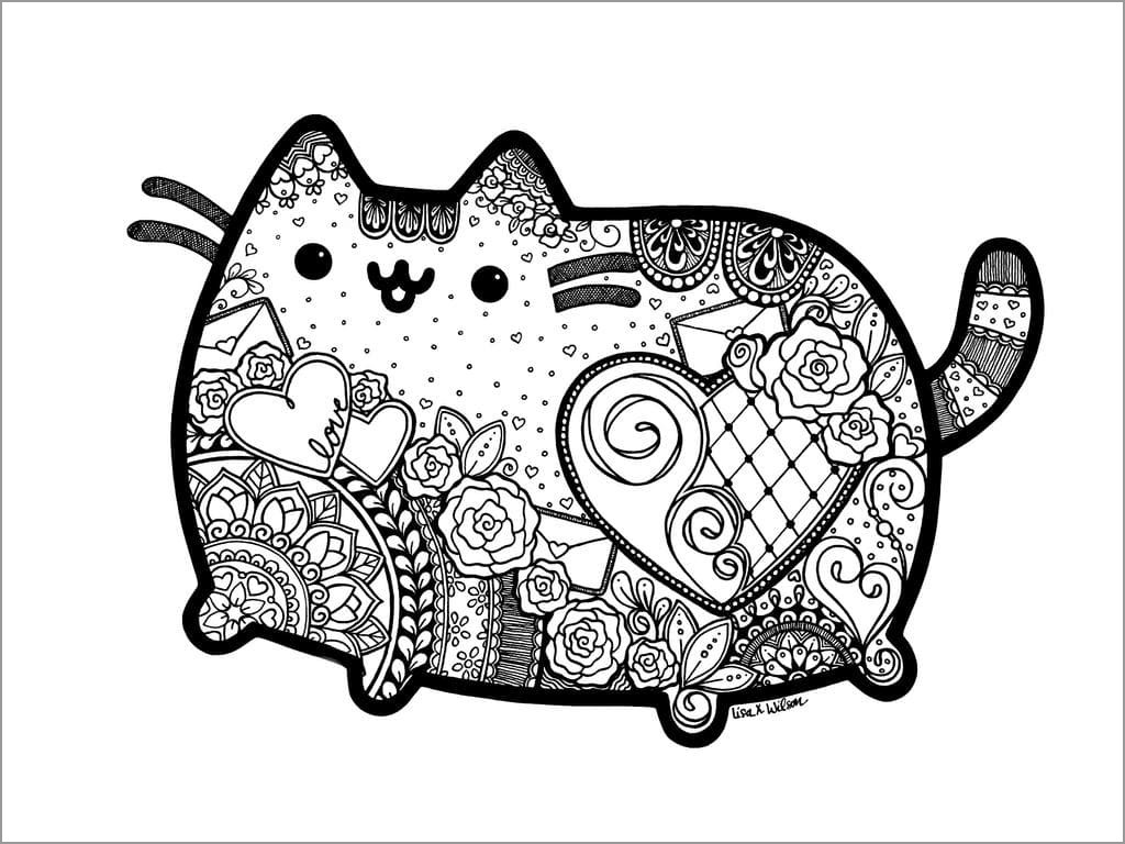 Pusheen Coloring Pages Hard   ColoringBay