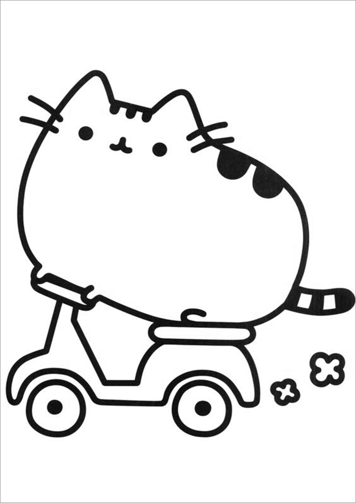Pusheen Scooter Coloring Page