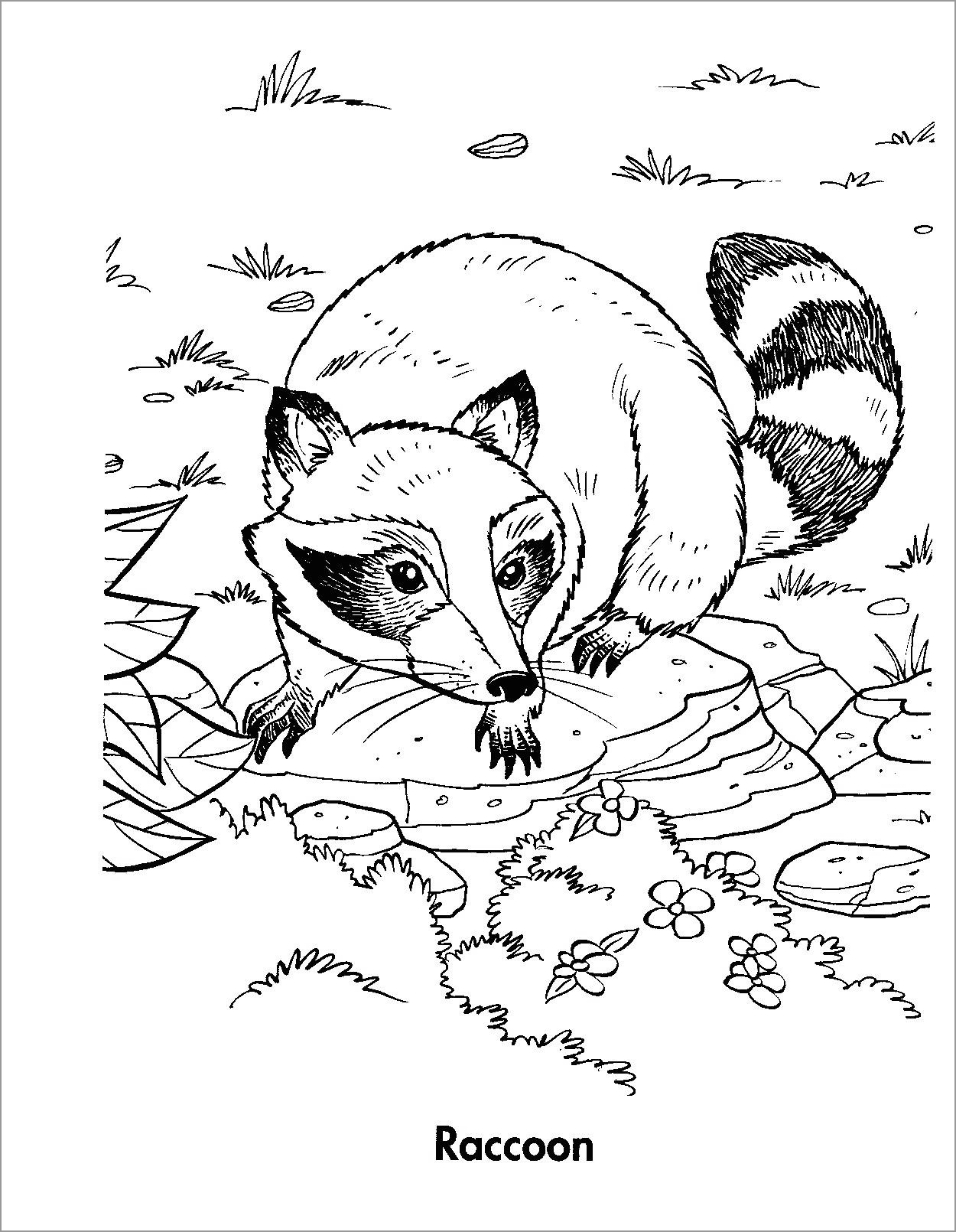 realistic raccoon coloring pages