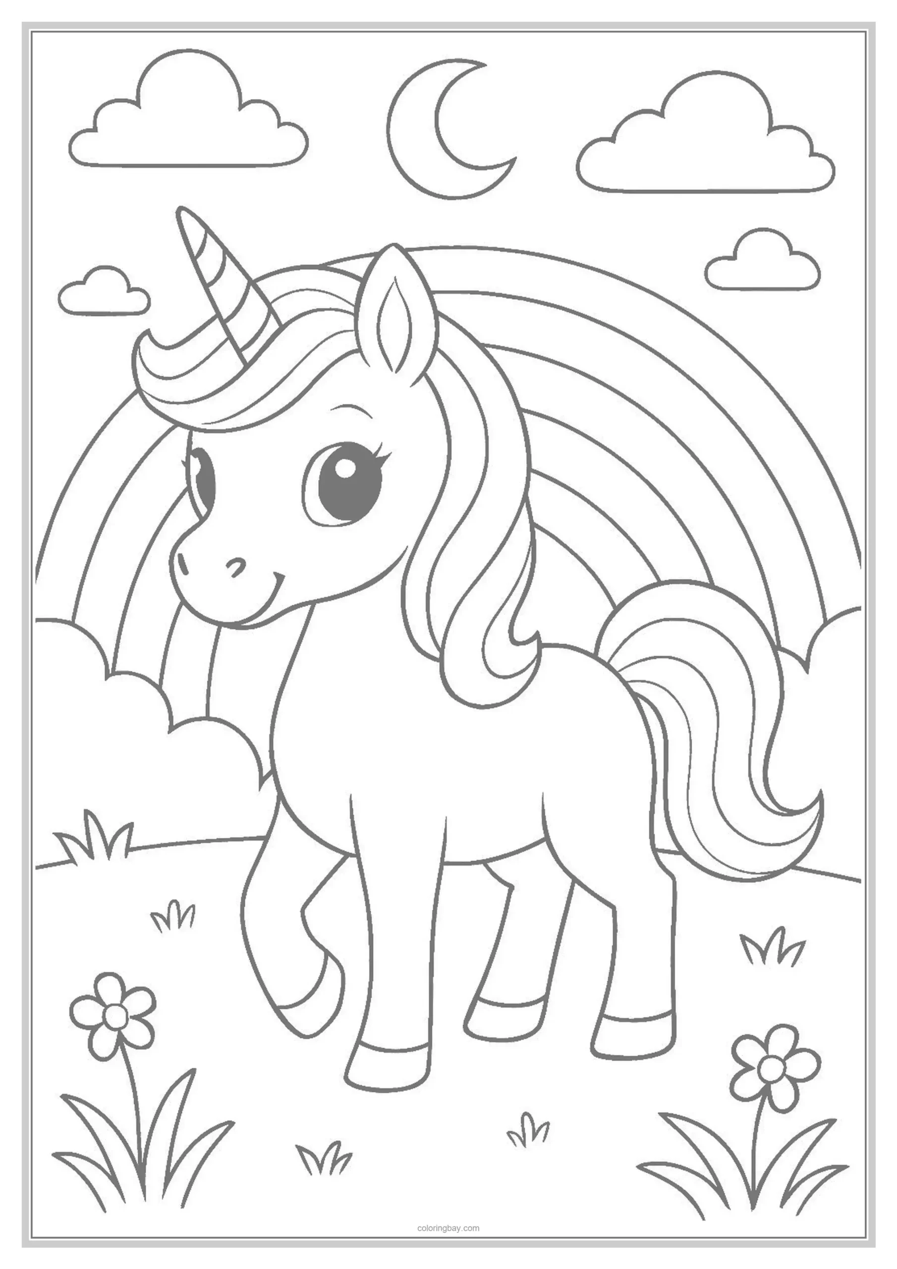 rainbow unicorn coloring page for kids rainbow unicorn coloring page for kids