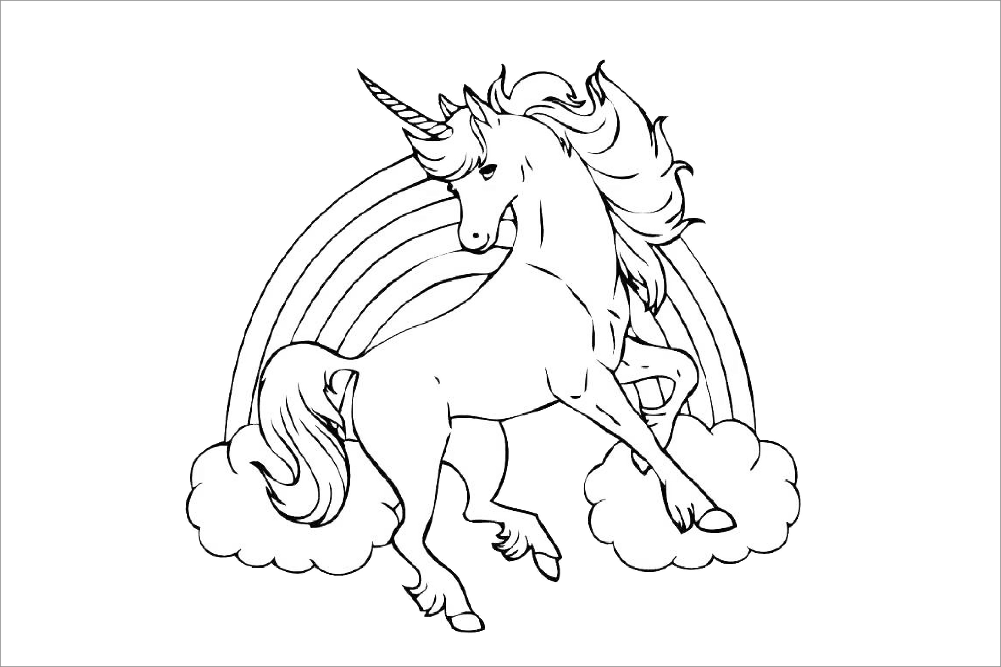 Rainbow Unicorn Coloring Page