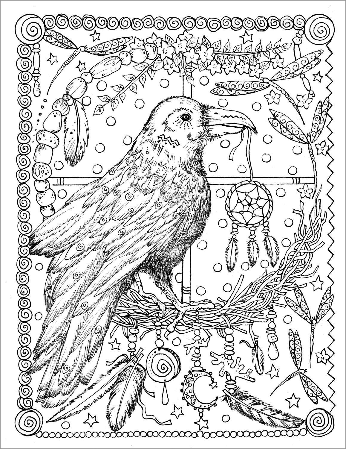 Raven Coloring Page for Adult