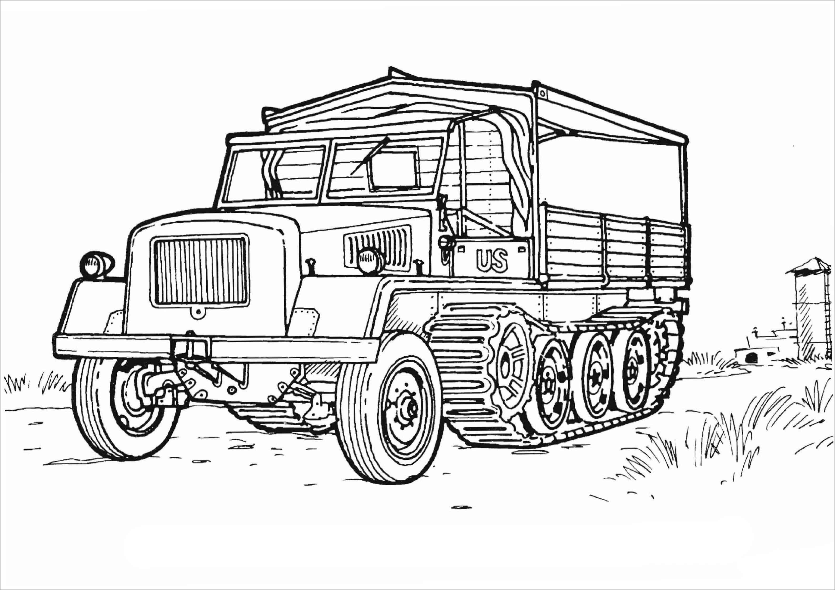 Reduced Army Vehicles Coloring Page