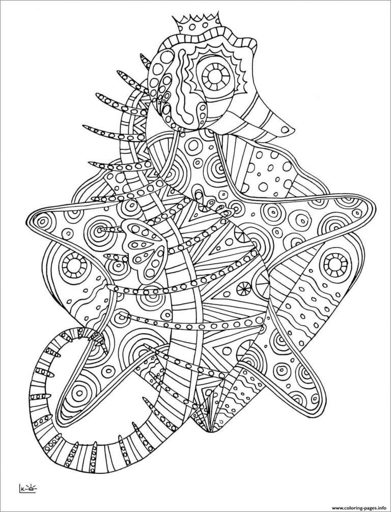 Seahorse Mandala Coloring Page - ColoringBay