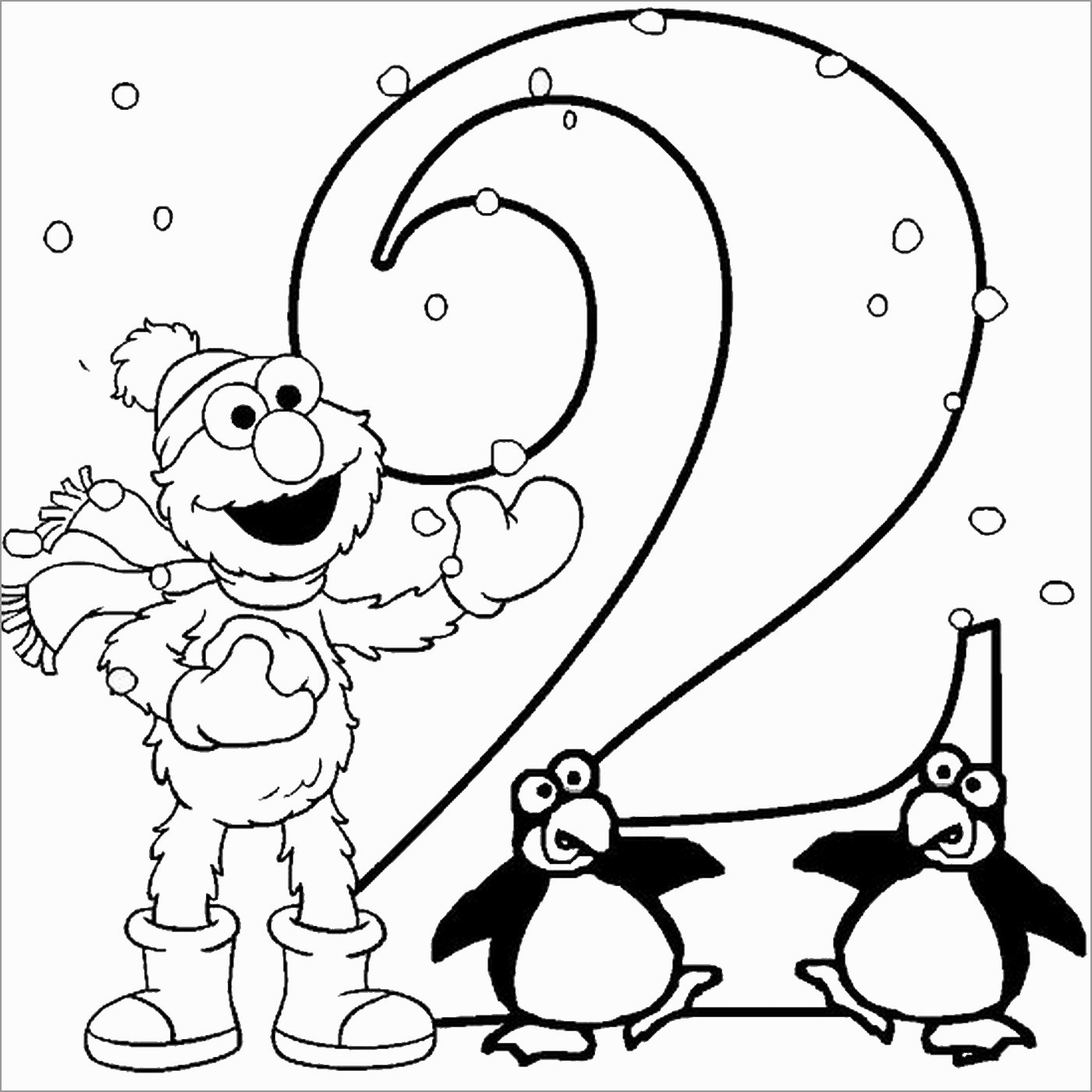 Sesame Street Number 2 Coloring Page