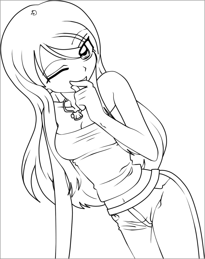 Simple Anime Girl Coloring Pages