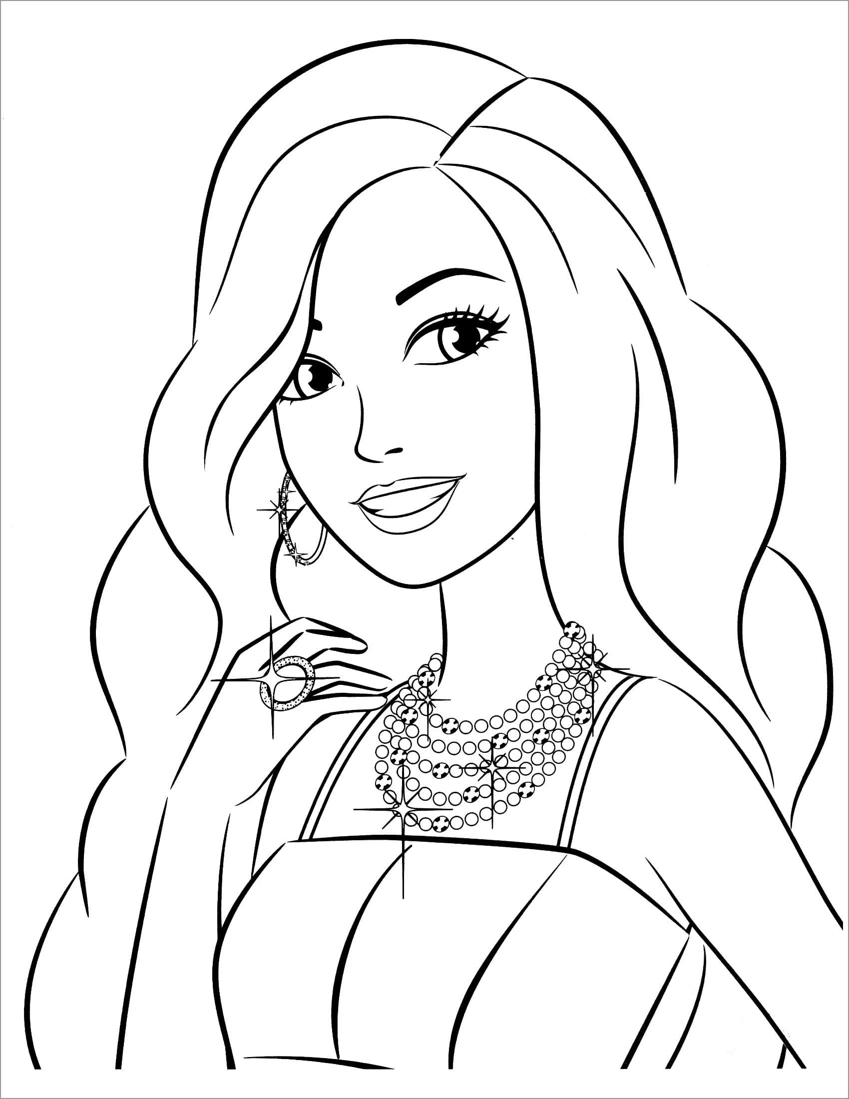 Simple Barbie Coloring Page for Kids   ColoringBay