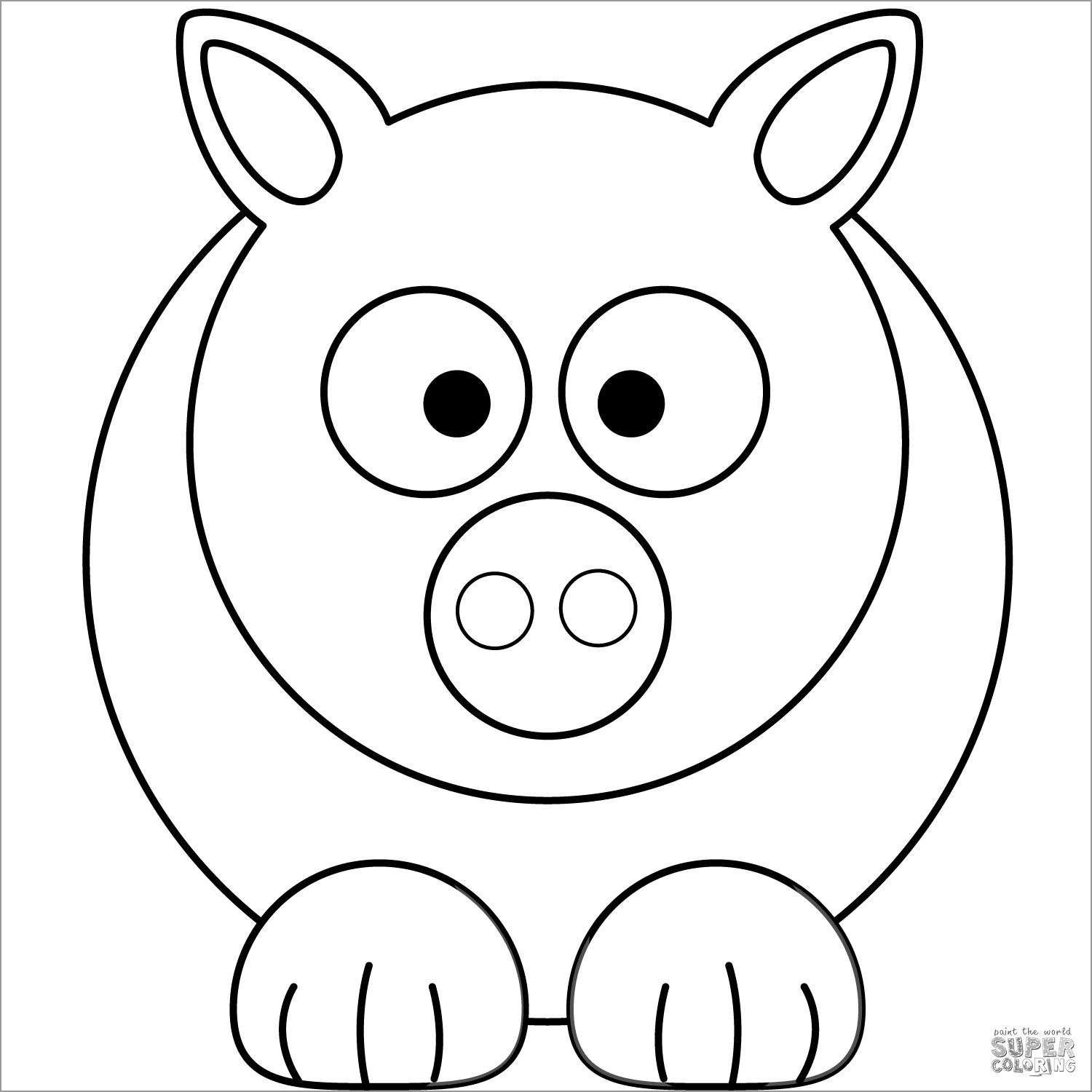 Simple Cartoon Pig Coloring Page