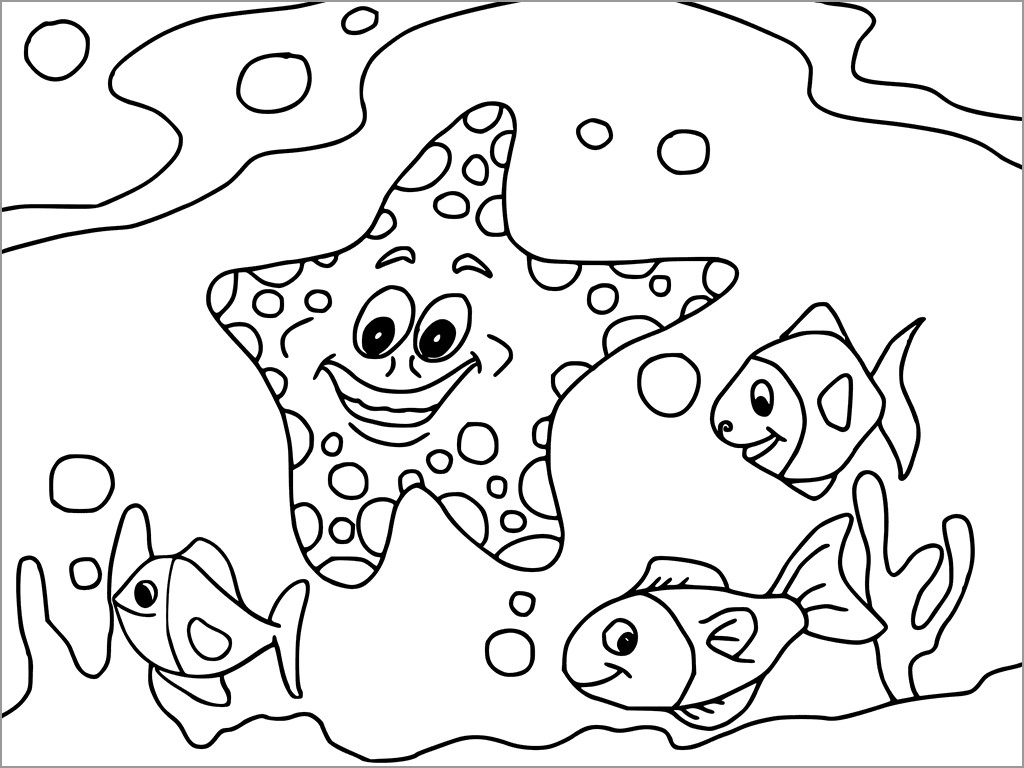 Simple Starfish Coloring Page