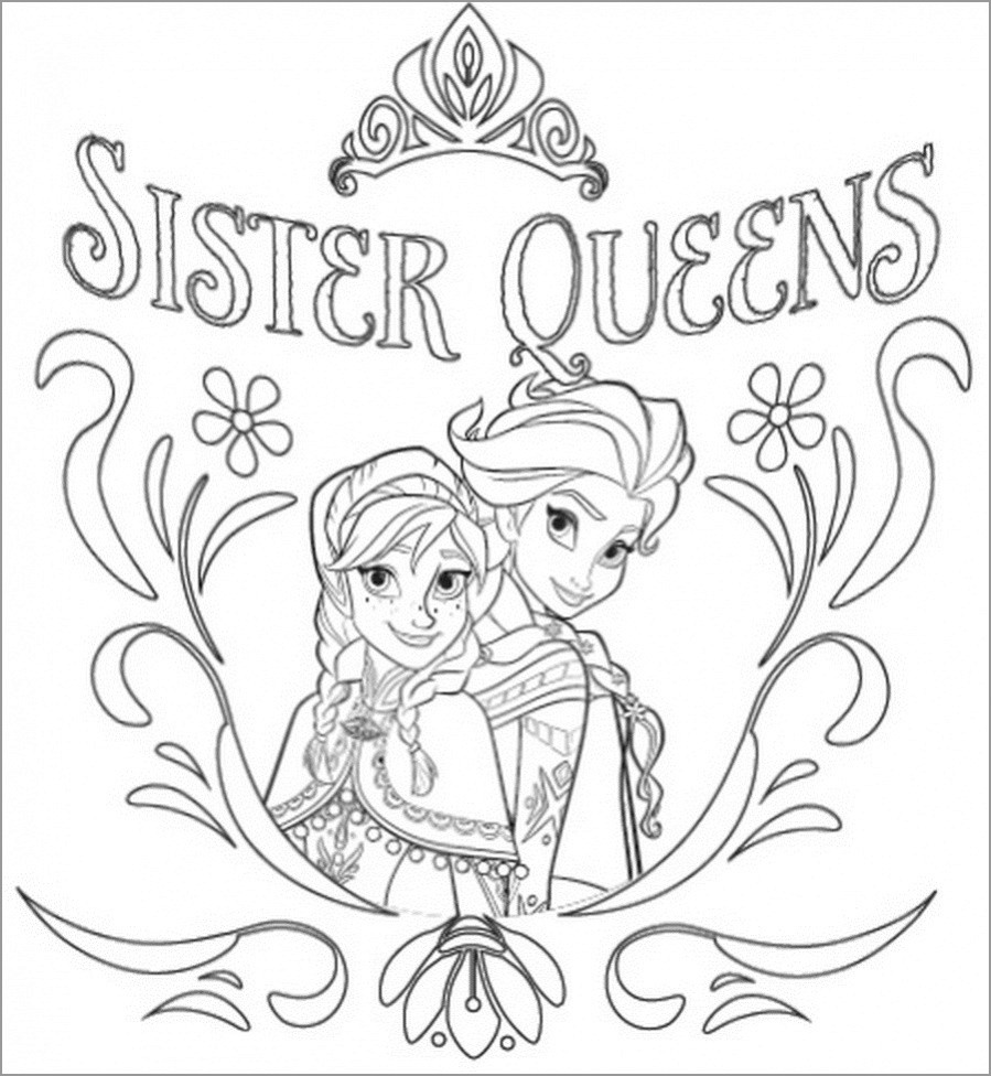 Sister Queens Frozen Coloring Page