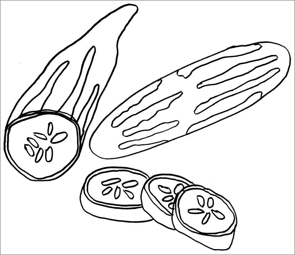 Sliced Cucumbers Coloring Page