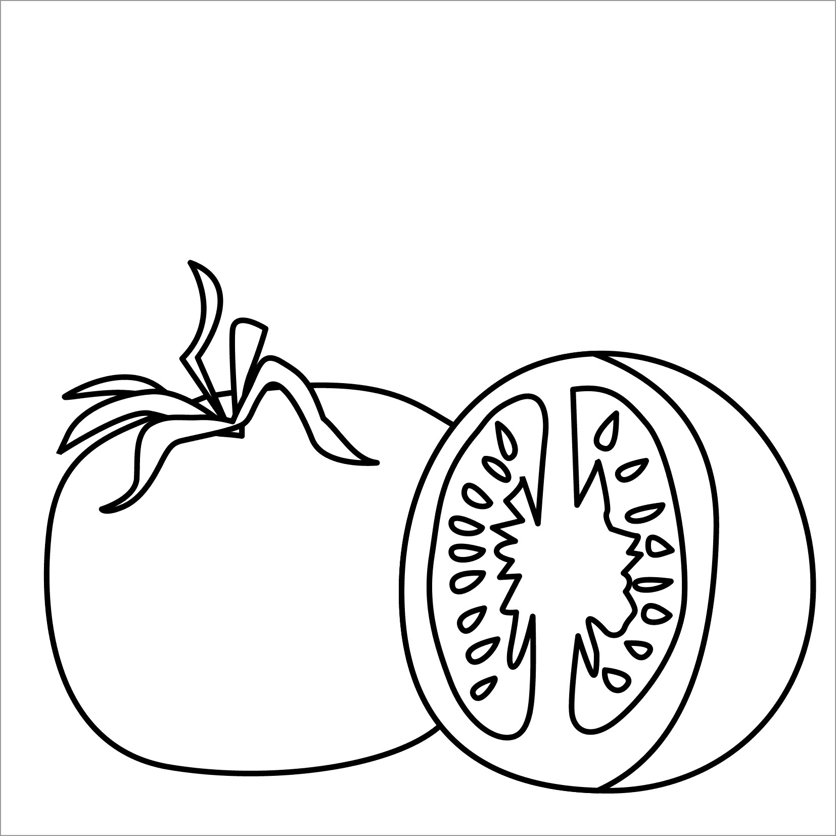 Sliced tomatoes Coloring Page