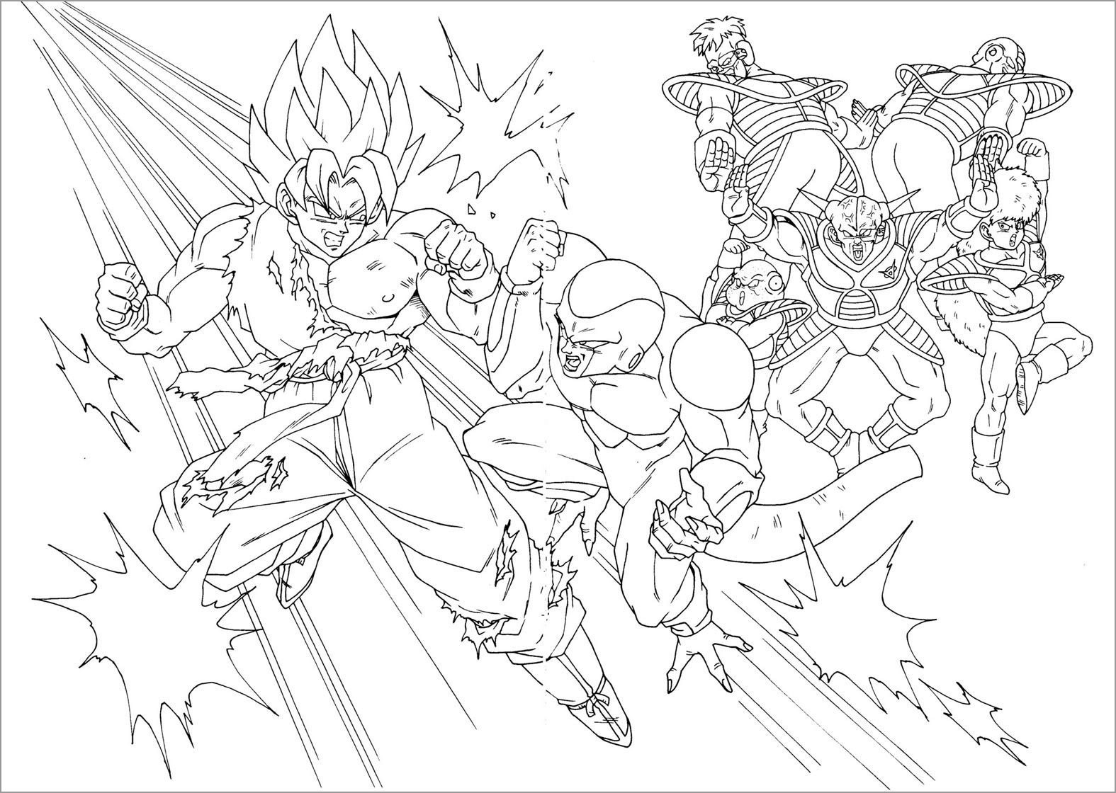 Songohan and Freezer Dragon Ball Z Kids Coloring Pages - ColoringBay.
