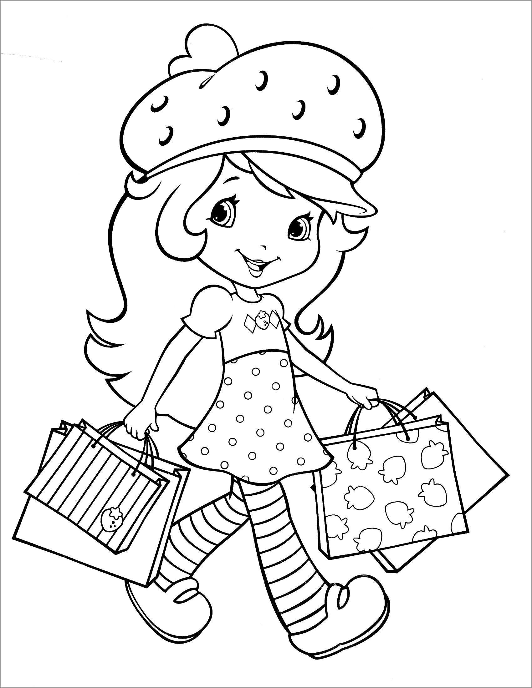 Strawberry Shortcake Shopping Coloring Page