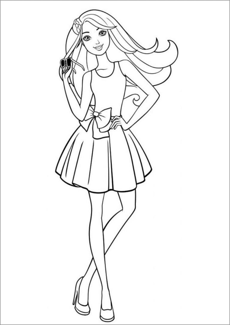 Stylish Sunglasses Barbie Coloring Page - ColoringBay