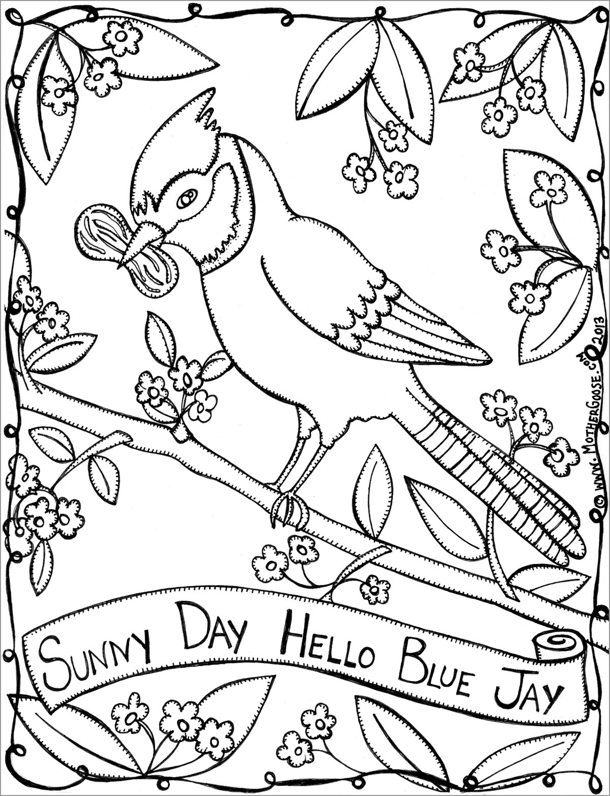 Sunny Day Jay Coloring Page