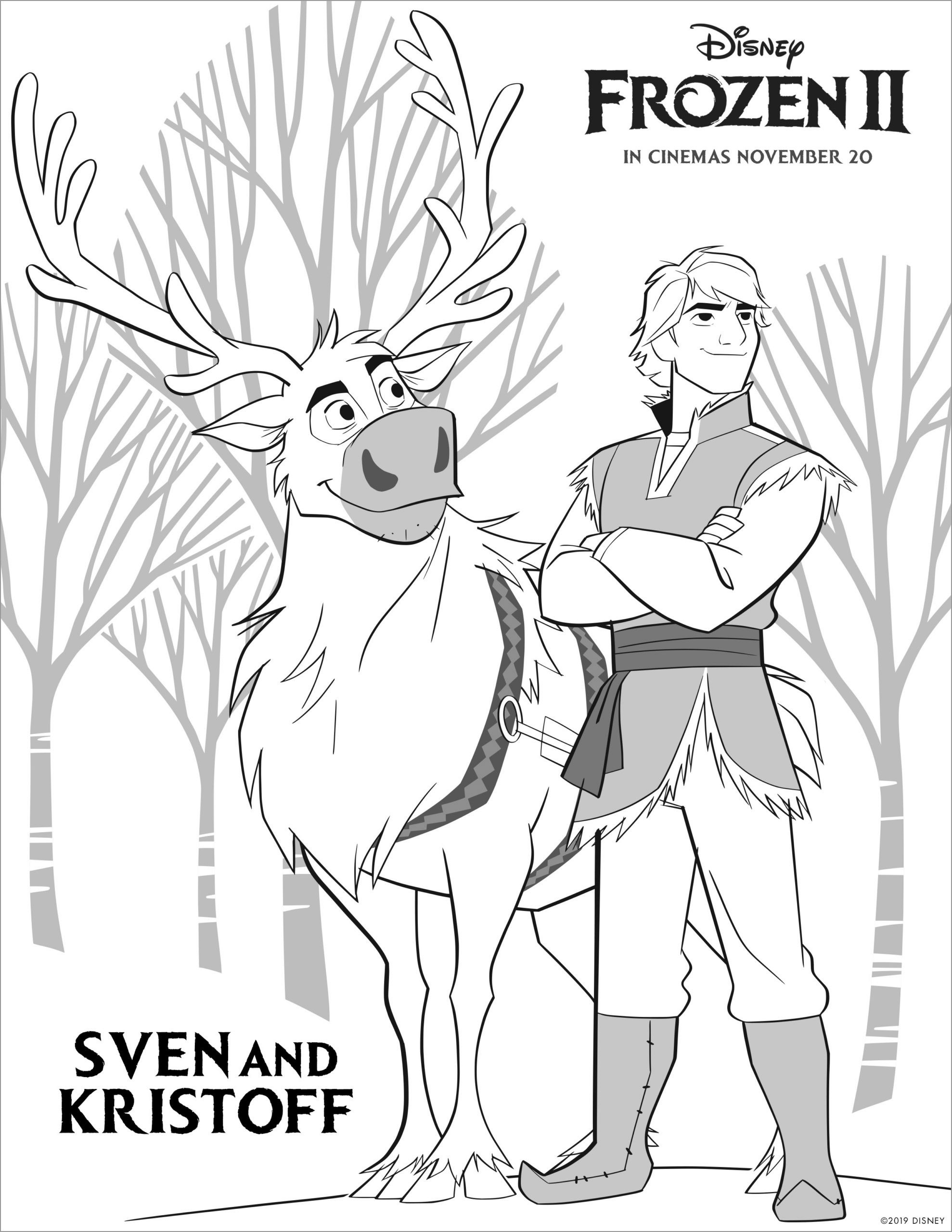 Sven and Kristoff Frozen Ii Coloring Pages for Kids