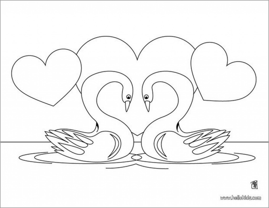 Swan Heart Coloring Page