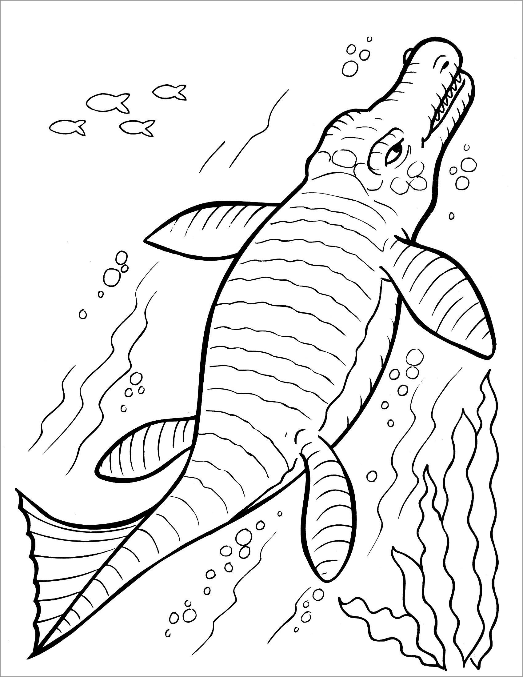 Swimming Dinosaurs Coloring Page