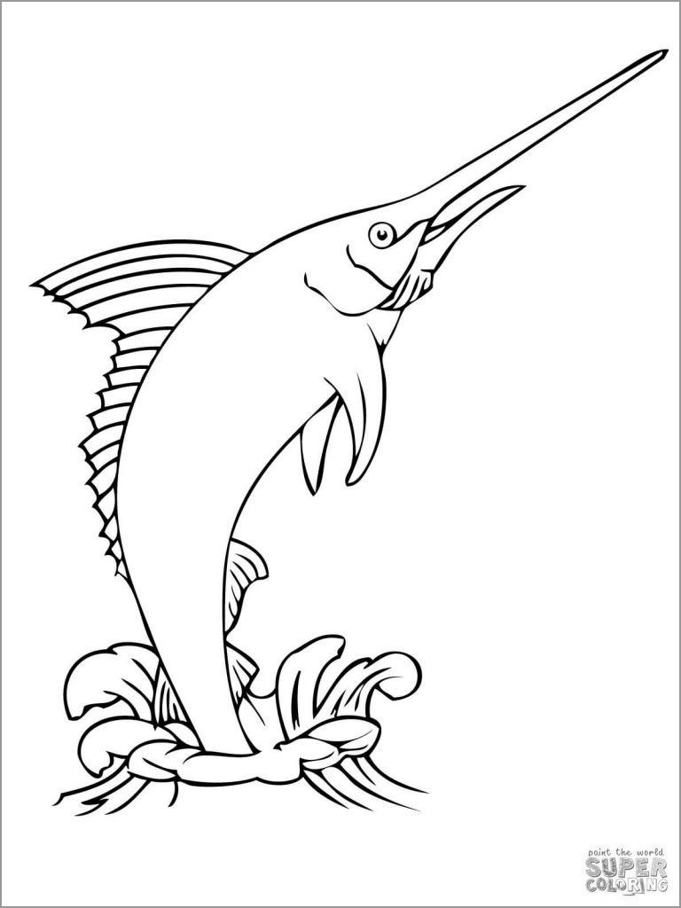 Swordfish Coloring Page for Kids