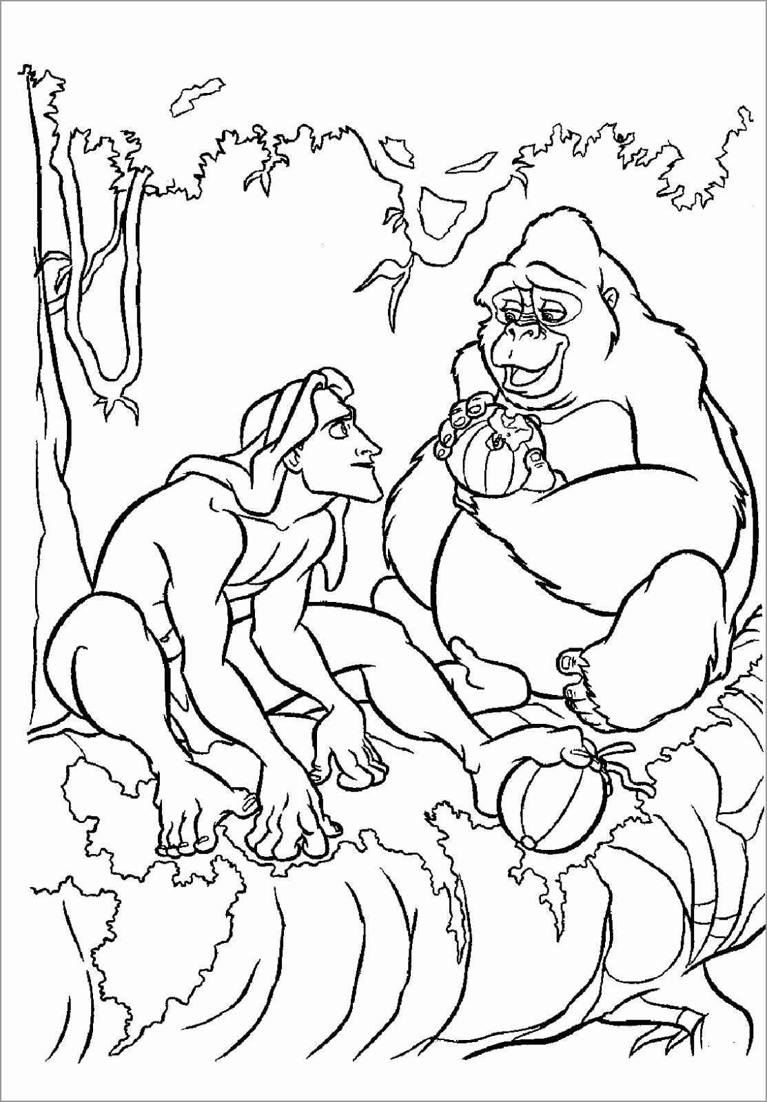 Tarzan and Apes Coloring Pages for Kids