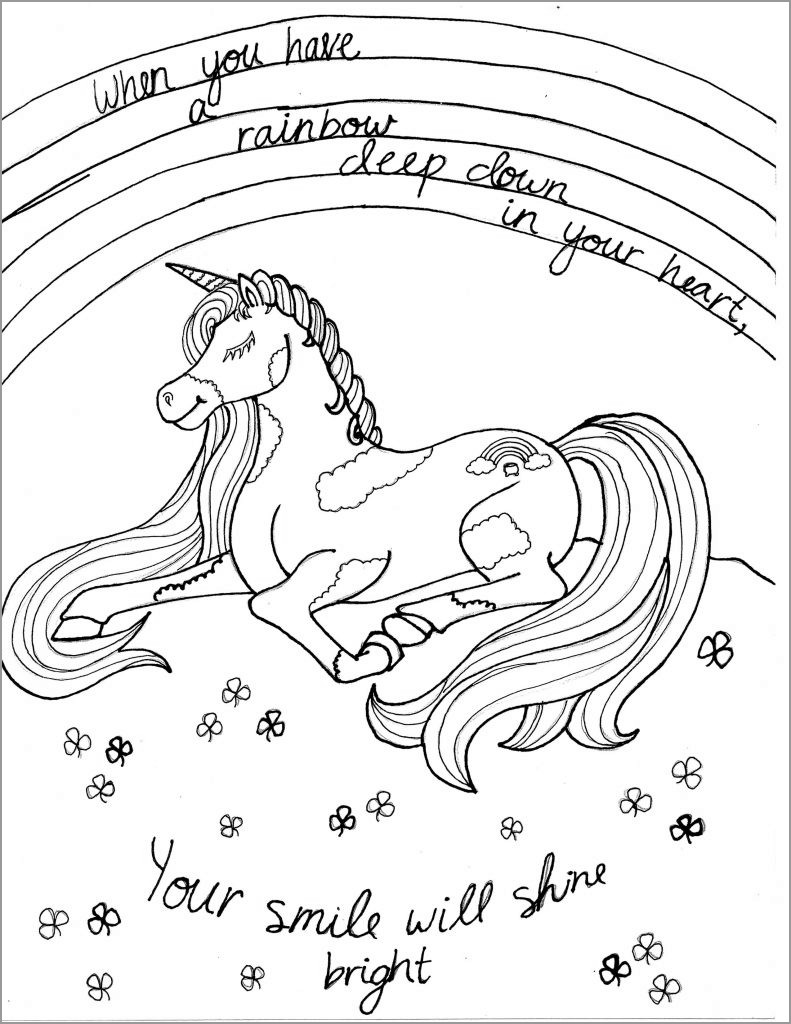 Unicorn Coloring Page Your Smile Will Shine