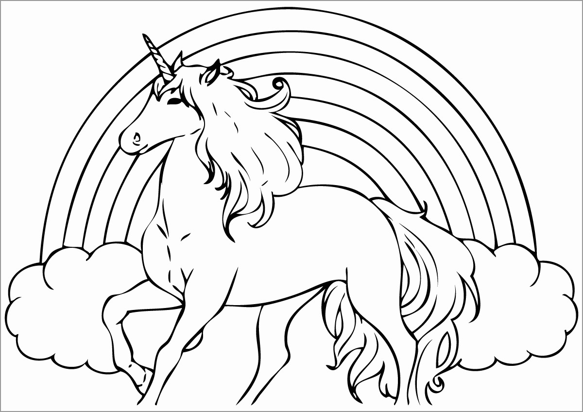 Unicorn Rainbow Coloring Pages   ColoringBay