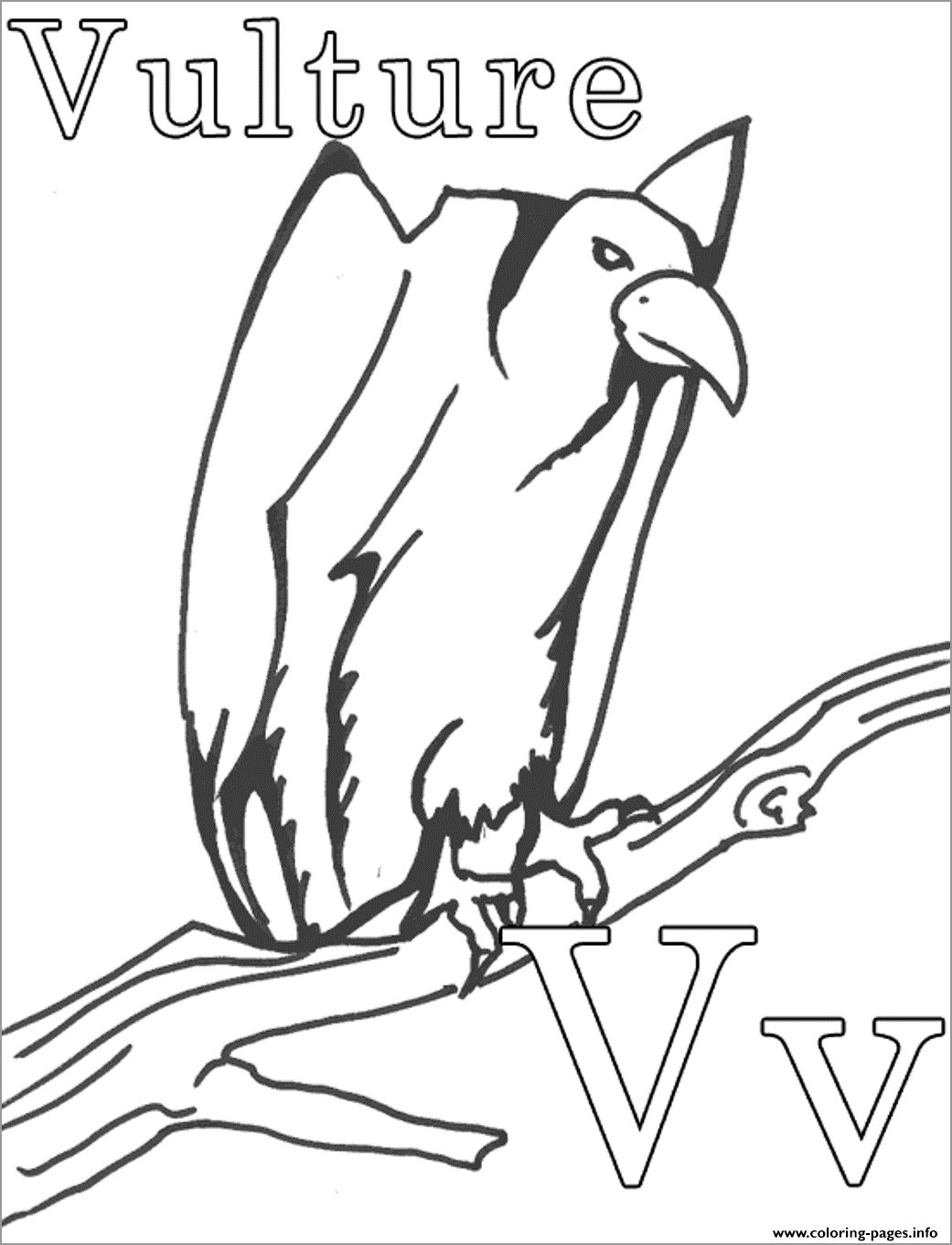 V for Vulture Coloring Page
