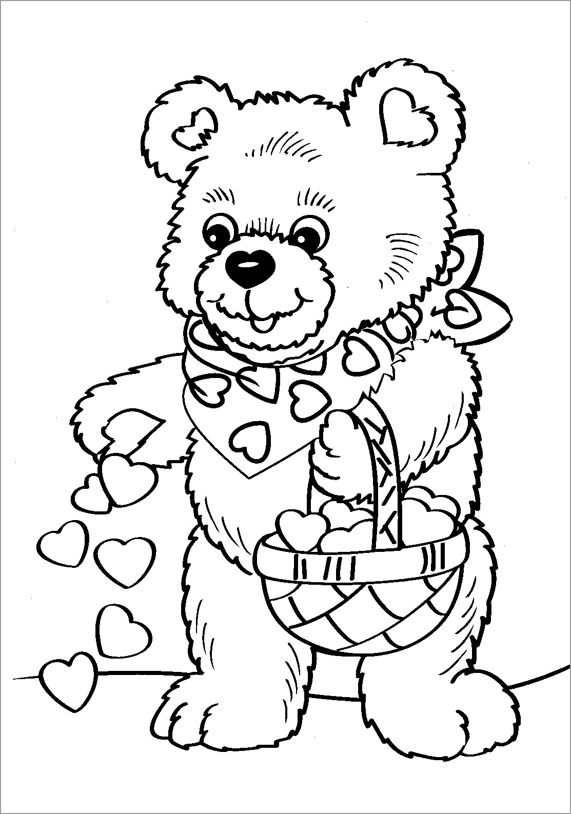 Valentines Day Bear Coloring Page