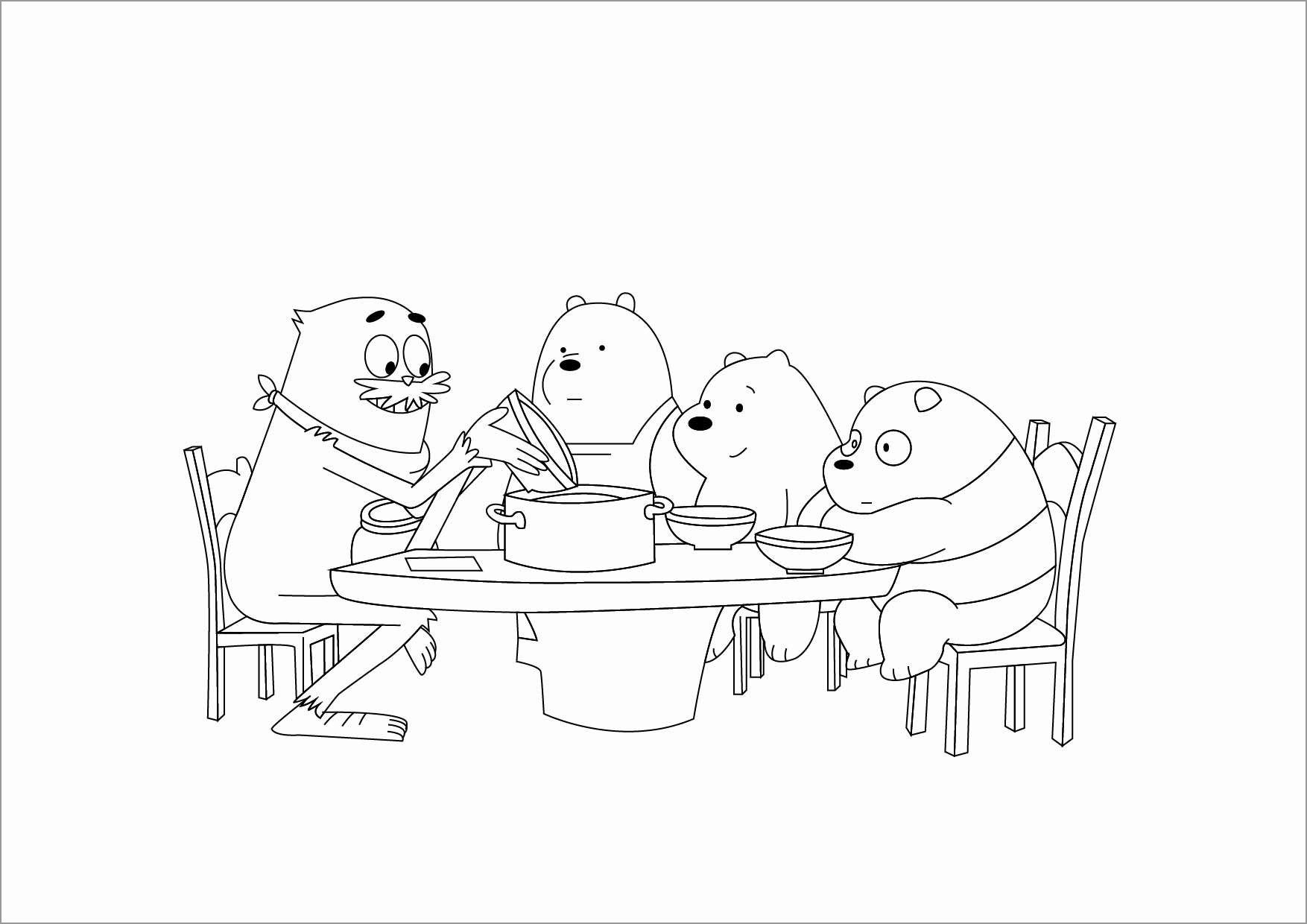 We Bare Bears Dinner Coloring Page