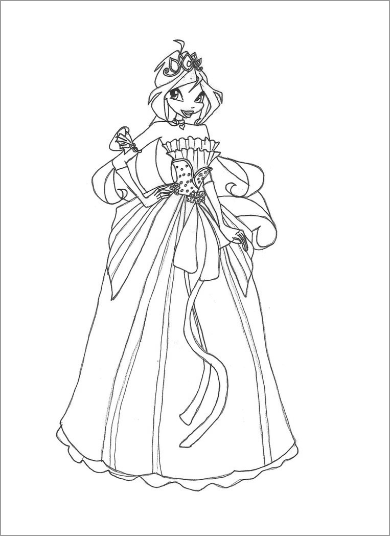 Winx Club Ball Gown Bloom Coloring Page