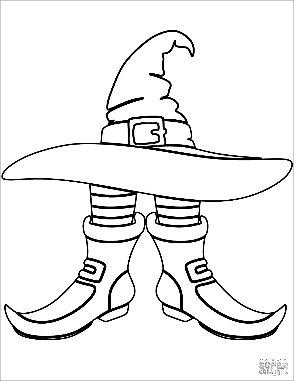 Witch Boots and Hat Coloring Page
