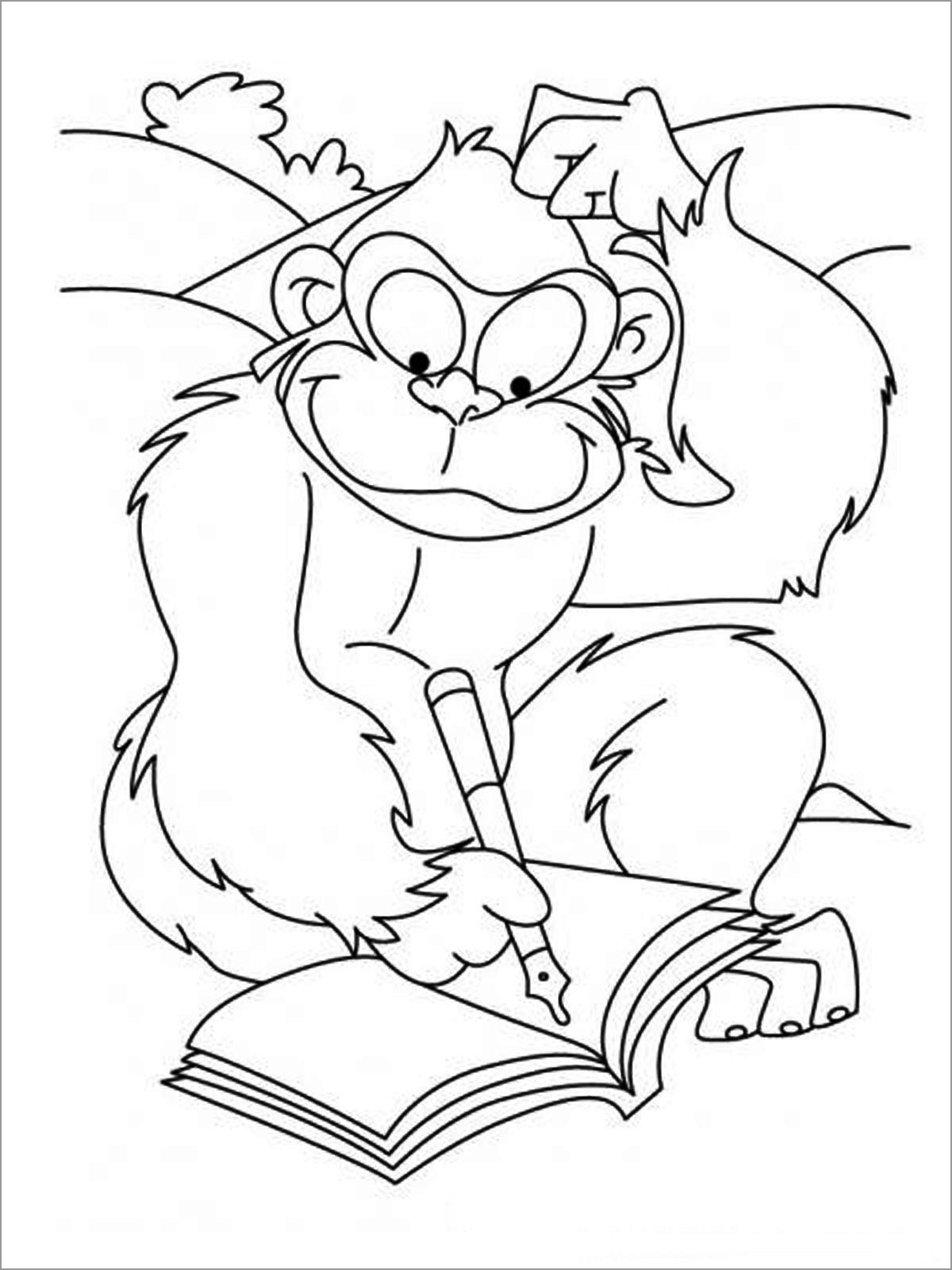 Writing Apes Coloring Pages