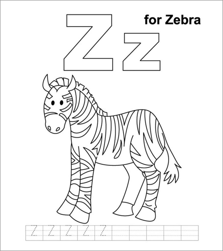 Z for Zebra Coloring Page