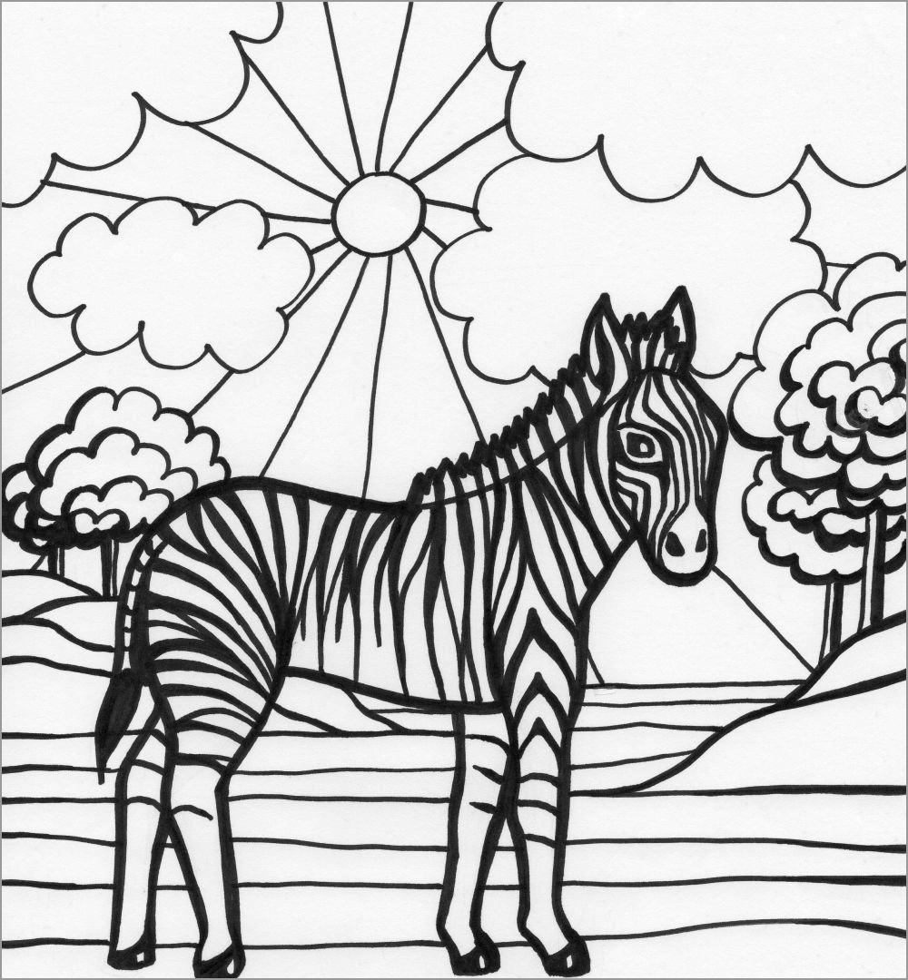 Zebra Coloring Page for Kids