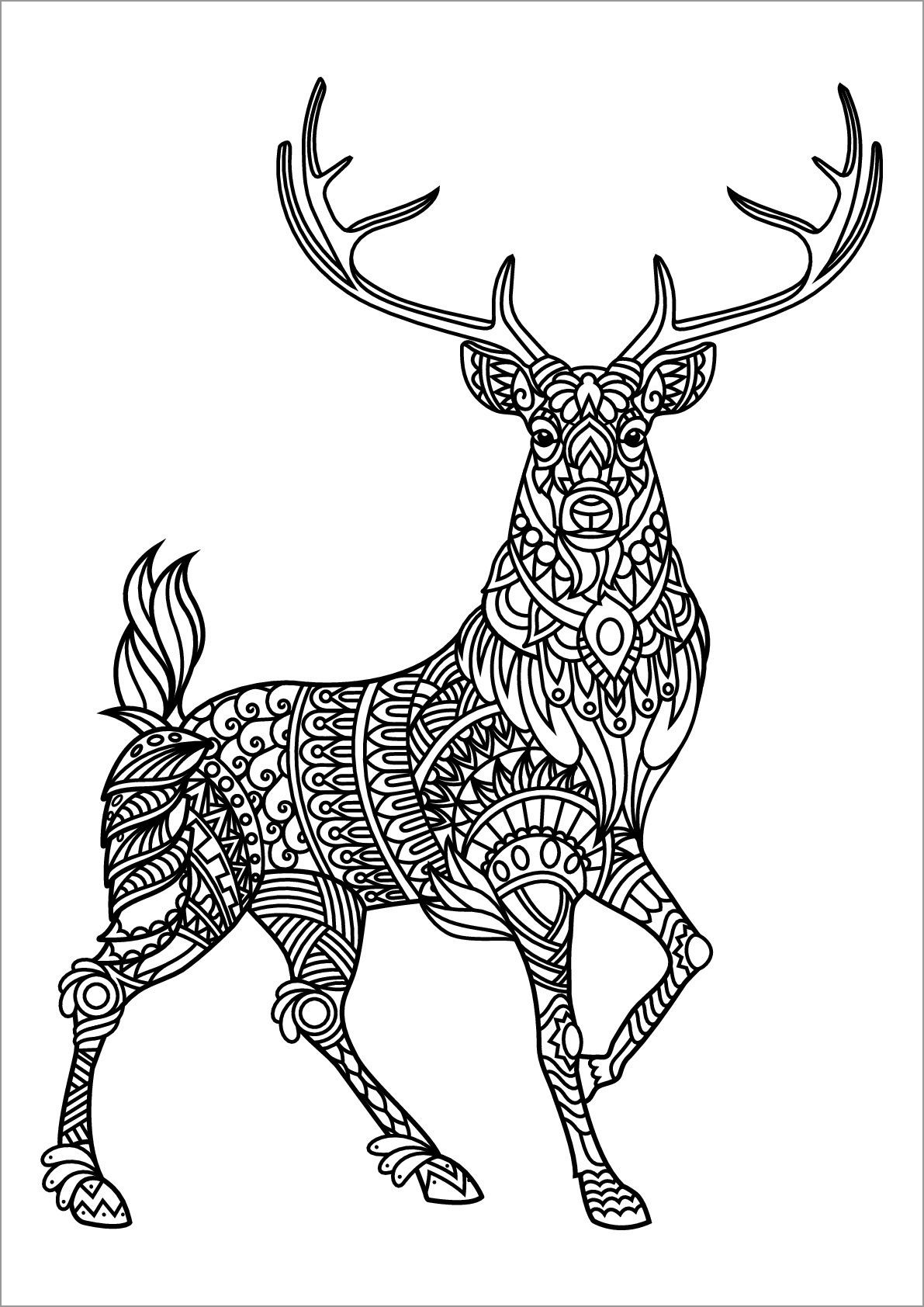Zentangle Mandala Reindeer Coloring Pages