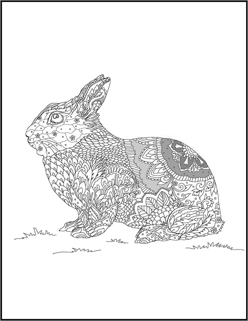 Zentangle Rabbit Coloring Page for Adult