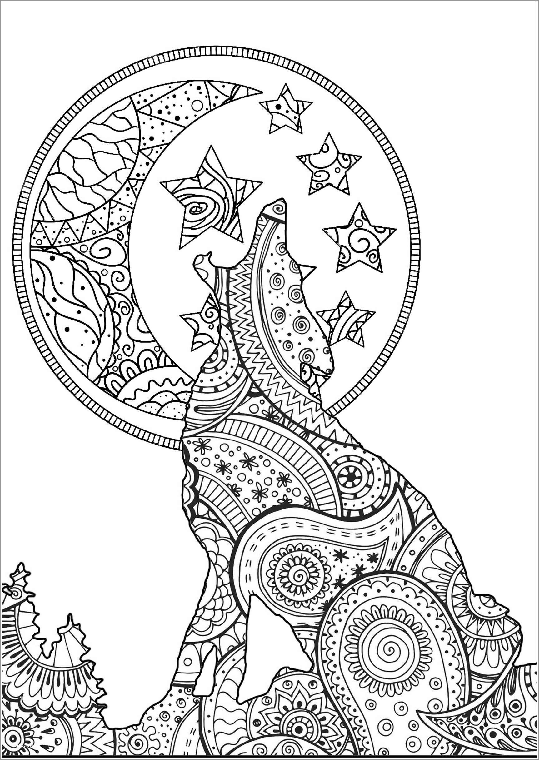 Zentangle Wolf Coloring Page for Adult